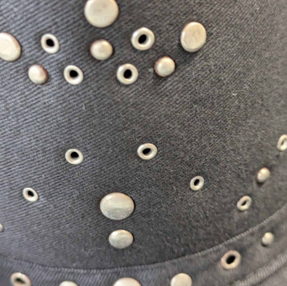 Black Jeans Studded, Light Weight, Women's Cowboy Hat With Side Snap Buttons. - Picture 8 of 12